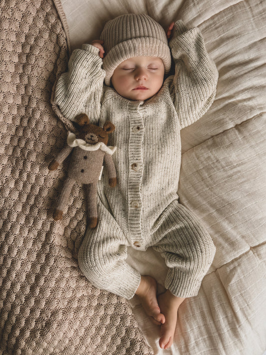Chunky Knit Strampler - Sand Dots