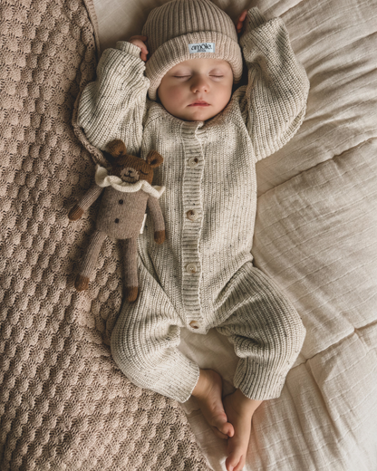 Chunky Knit Strampler - Sand Dots