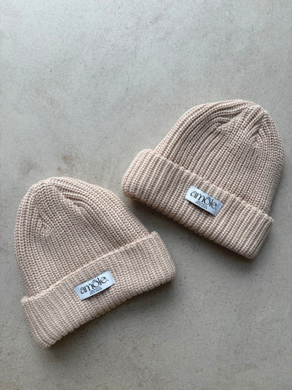 Chunky Knit Beanie - Almond Beige