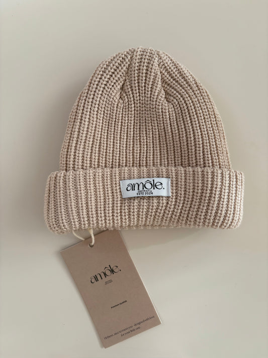 Chunky Knit Beanie - Almond Beige
