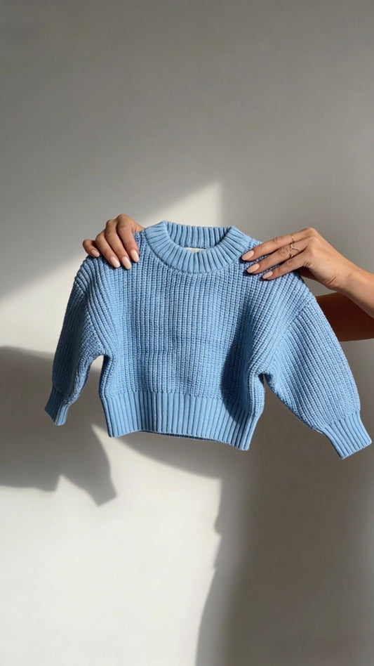 Chunky Knit Pullover - Babyblau