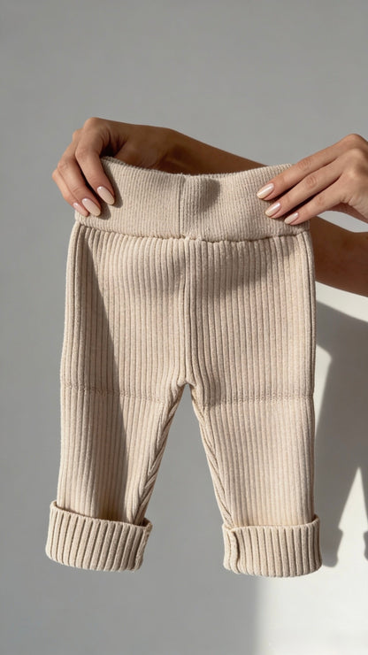 Chunky Knit Pants - Almond Beige